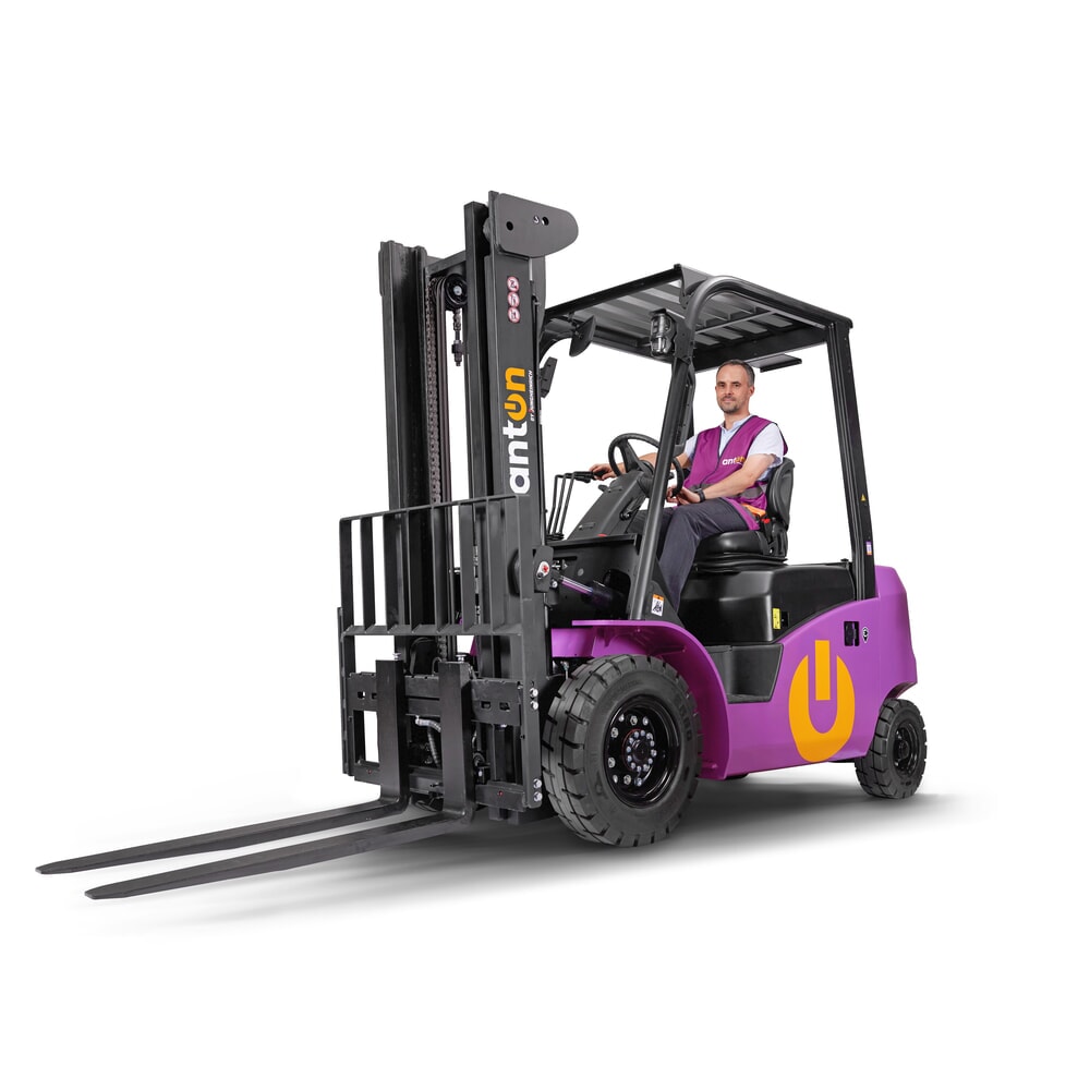 AntOn by Jungheinrich Elektro-Stapler CBH 2.5, Hubhöhe 3.300 mm, Tragfähigkeit 2.500 kg, mit Zweifach-Teleskop-Hubgerüst inkl. externem Ladegerät 80 V, 60 A