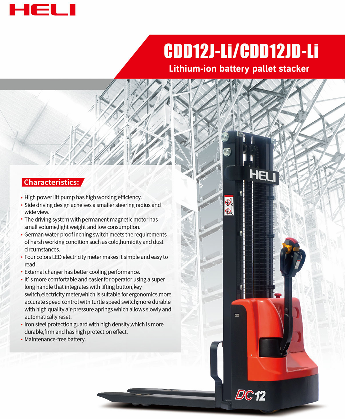 HELI Elektro-Hochhubwagen 1,2 t (Hubhöhe 2,0–3,5 m) Lithium