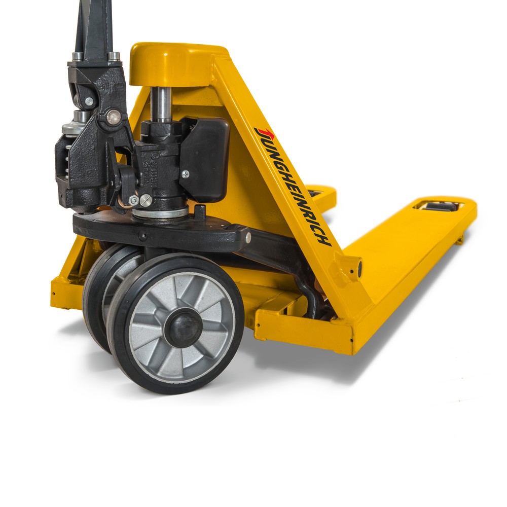 Jungheinrich Handhubwagen AM 20, Tragfähigkeit 2000 kg, ergonomische Bedienbarkeit, Nylon-Lenkräder, Nylon-Gabelrollen, Einfachbereifung